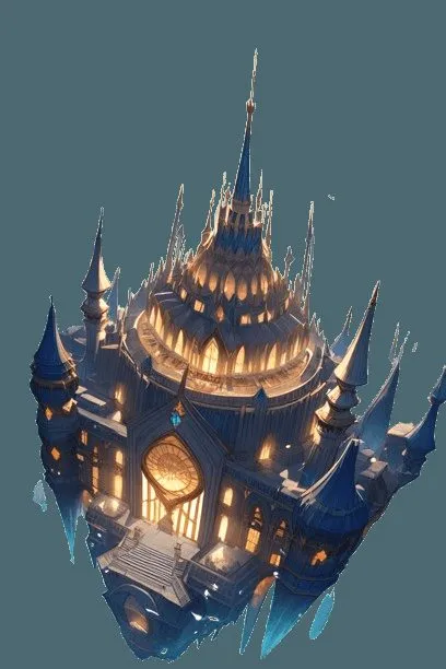 Isometric floating castle used as the dashboard centerpiece